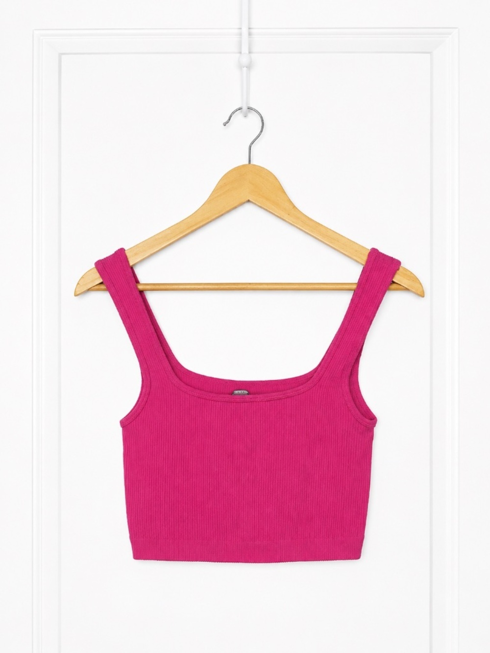 Pink Ribbed Crop Tank Top Size M-L